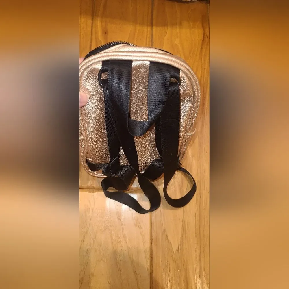 Adidas Mini Metallic Pink Gold Backpack Purse Bag